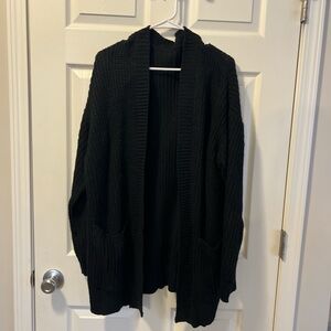 Black Open Front Cardigan